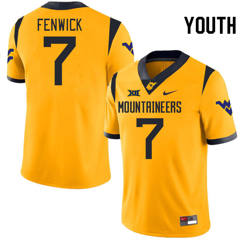 Youth #7 Abe Fenwick West Virginia Mountaineers College 2024 New Uniforms Football Jerseys Stitched